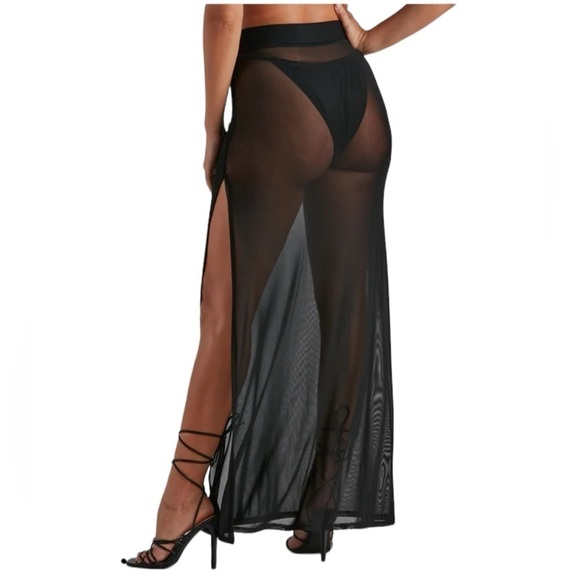 SHEER MESH GOTHIC LOLITA MAXI PLUSSE SKIRT Black Wide Waistband 2X Dark … - Picture 2 of 11